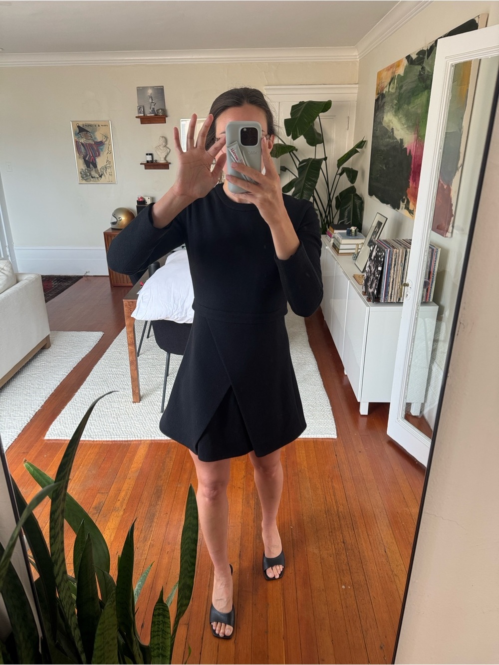 Proenza Schouler Black Long-Sleeve Wrap Skirt Dress